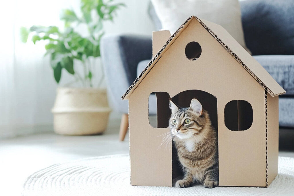 Cách làm nhà cho mèo bằng thùng giấy